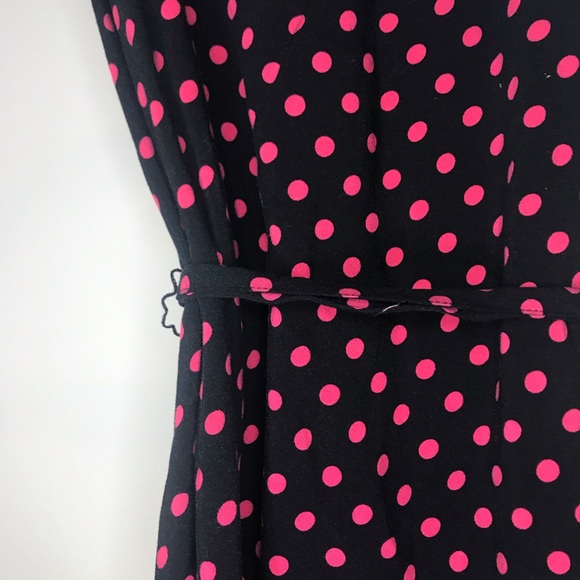 Hot Pink Retro Style Polka Dot Dress w/ waist tie - Picture 5 of 5
